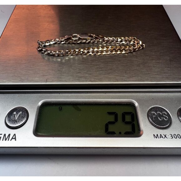 925 Sterling Silver 9" Italian Curb Chain Bracelet | Estate Jewelry PLUX Mark - Picture 6 of 8